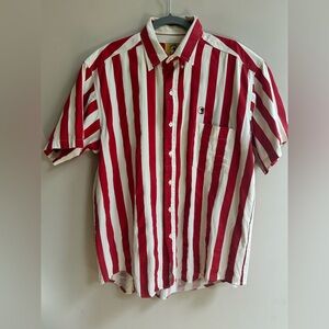 Duck Head Vintage Red & White Striped 100% Cotton Button Up Shirt Top